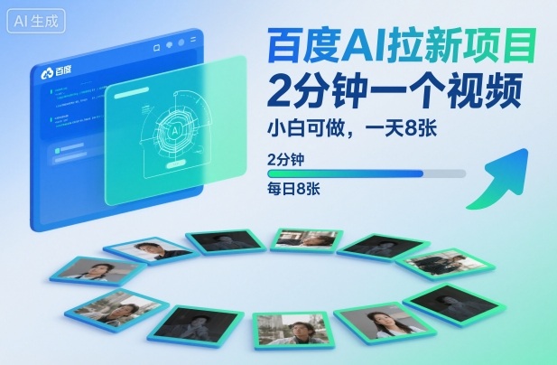 百度AI拉新项目，2分钟一个视频，小白可做，一天8张【附案例+保姆级教程】|云雀资源分享