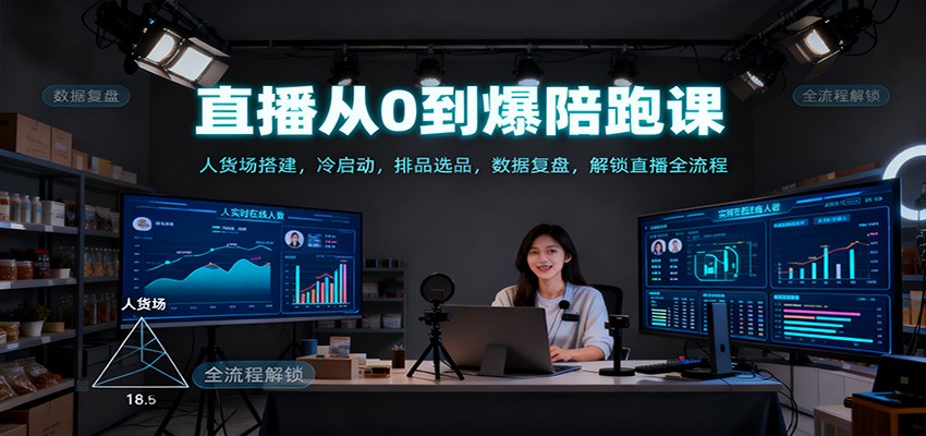 直播从0到爆陪跑课：人货场搭建，冷启动，排品选品，数据复盘，解锁直播全流程|云雀资源分享