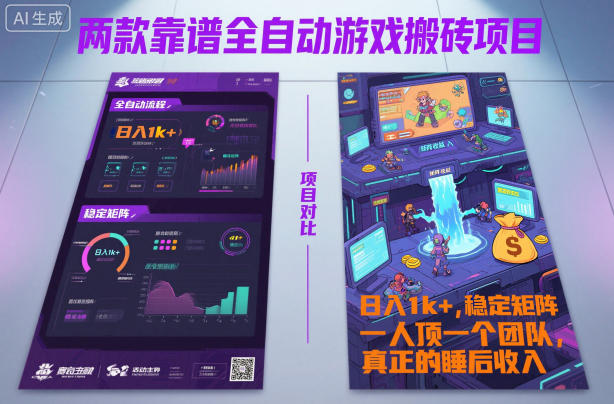两款靠谱全自动游戏搬砖项目，日入1k+，稳定可矩阵，一人顶一个团队，真正的睡后收入【揭秘】|云雀资源分享