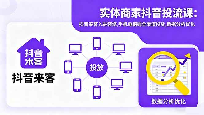 图片[1]-实体商家抖音投流课:抖音来客入驻装修,手机电脑端全渠道投放,数据分析优化