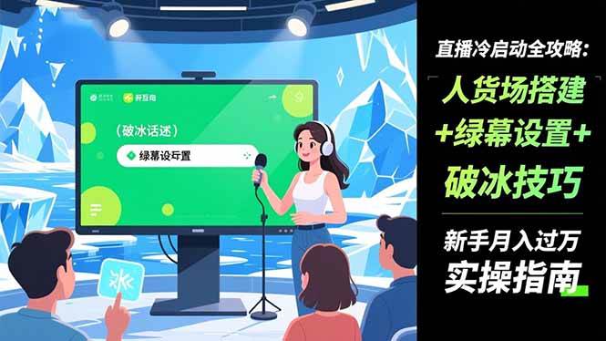 图片[1]-直播冷启动全攻略:人货场搭建+绿幕设置+破冰技巧，新手月入过万实操指南