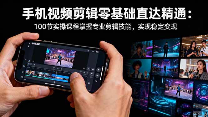图片[1]-手机视频剪辑零基础直达精通：100节实操课程掌握专业剪辑技能，实现稳…