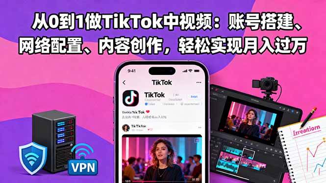 图片[1]-从0到1做TikTok中视频：账号搭建、网络配置、内容创作，轻松实现月入过万
