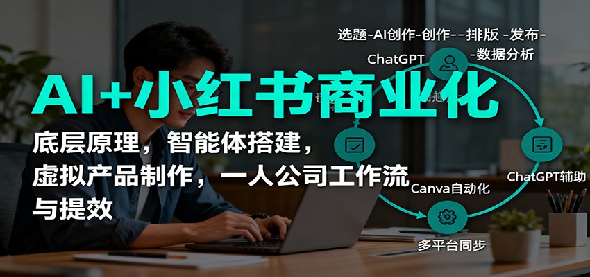 AI+小红书商业化,底层原理,智能体搭建,虚拟产品制作,一人公司工作流与提效 AI+小红书商业化,底层原理,智能体搭建,虚拟产品制作,一人公司工作流与提效