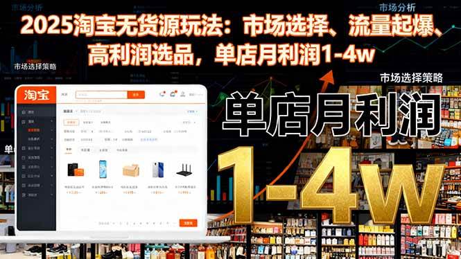 图片[1]-2025淘宝无货源玩法：市场选择、流量起爆、高利润选品，单店月利润1-4w