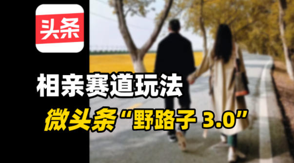 微头条“野路子3.0”相亲赛道玩法，搬砖式操作单号稳定3张|云雀资源分享