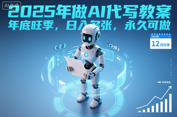 2025年做AI代写教案，年底旺季，日入多张，永久可做|云雀资源分享
