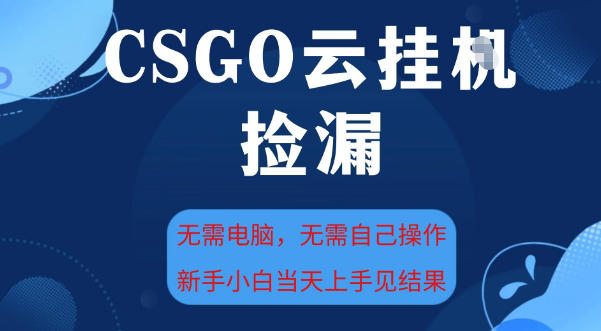 CSGO云挂G全自动捡漏,最新独家玩法,无需电脑操作,新手小白日入5张+【揭秘】|云雀资源分享