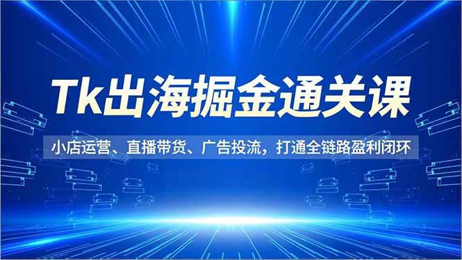 Tk出海掘金通关课,小店运营、直播带货、广告投流,打通全链路盈利闭环|云雀资源分享