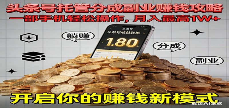 全程托管今日头条,一部手机就可以开干,最高躺赚1W+|云雀资源分享