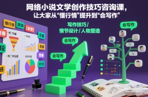 网络小说文学创作技巧咨询课，让大家从“懂行情”提升到”会写作”的高度|云雀资源分享