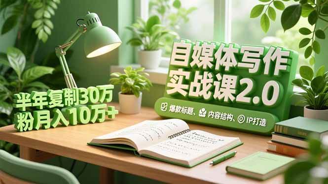 自媒体写作实战课2.0,爆款标题、内容结构、IP打造,半年复制30万粉月入10万+|云雀资源分享