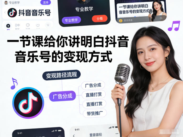 一节课给你讲明白抖音音乐号的变现方式|云雀资源分享