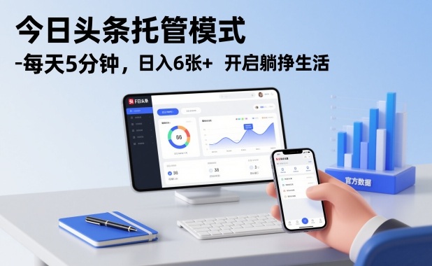 今日头条托管模式，每天5分钟，日入6张+，开启躺挣生活【揭秘】|云雀资源分享