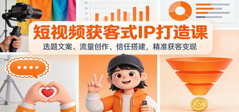 短视频获客式IP打造课：选题文案、流量创作、信任搭建，精准获客变现|云雀资源分享