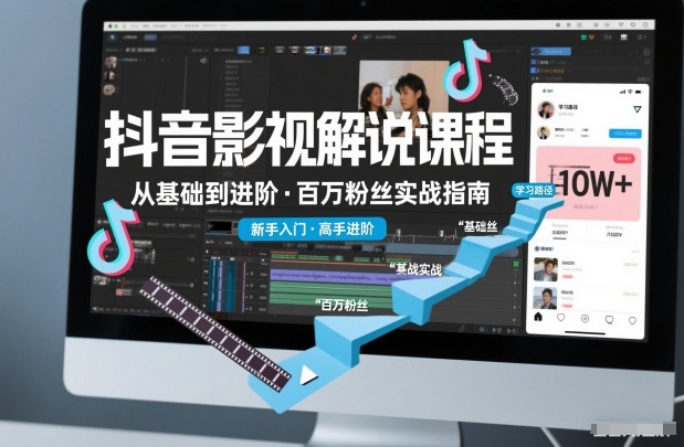 抖音百万粉丝影视解说课程，基础到进阶课，适合新手和进阶学习|云雀资源分享