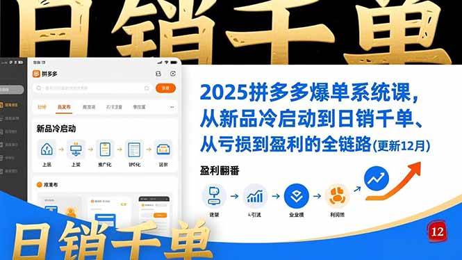 2025拼多多爆单系统课，从新品冷启动到日销千单、从亏损到盈利的全链路（更新12月）|云雀资源分享