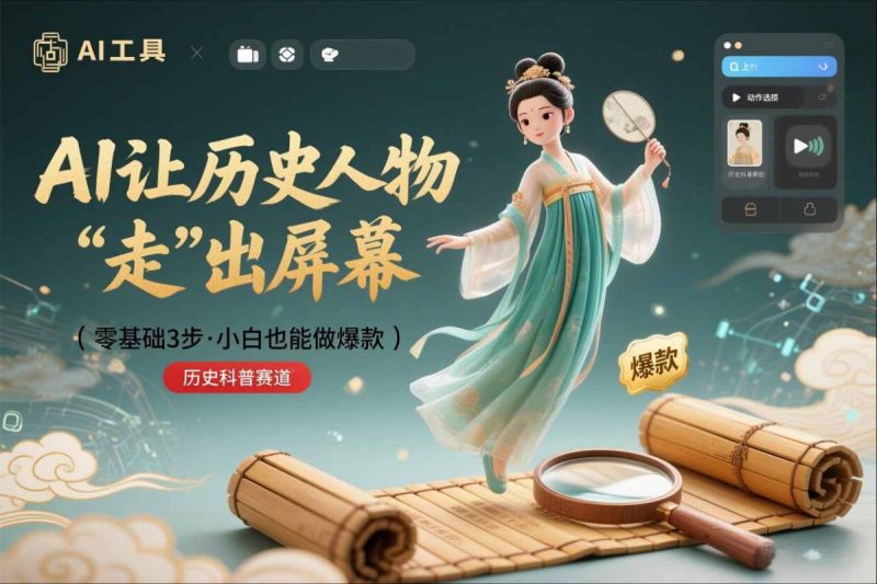 零基础3步搞定：让历史人物“走”出屏幕的AI教程，小白也能做出爆款(历史科普赛道)|云雀资源分享