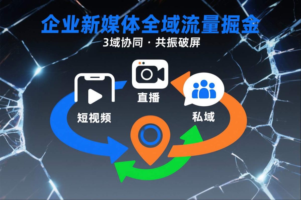 短视频全域商业模式，企业新媒体全域流量掘金，3域协同，共振破屏，短视频-直播-私域-地域|云雀资源分享