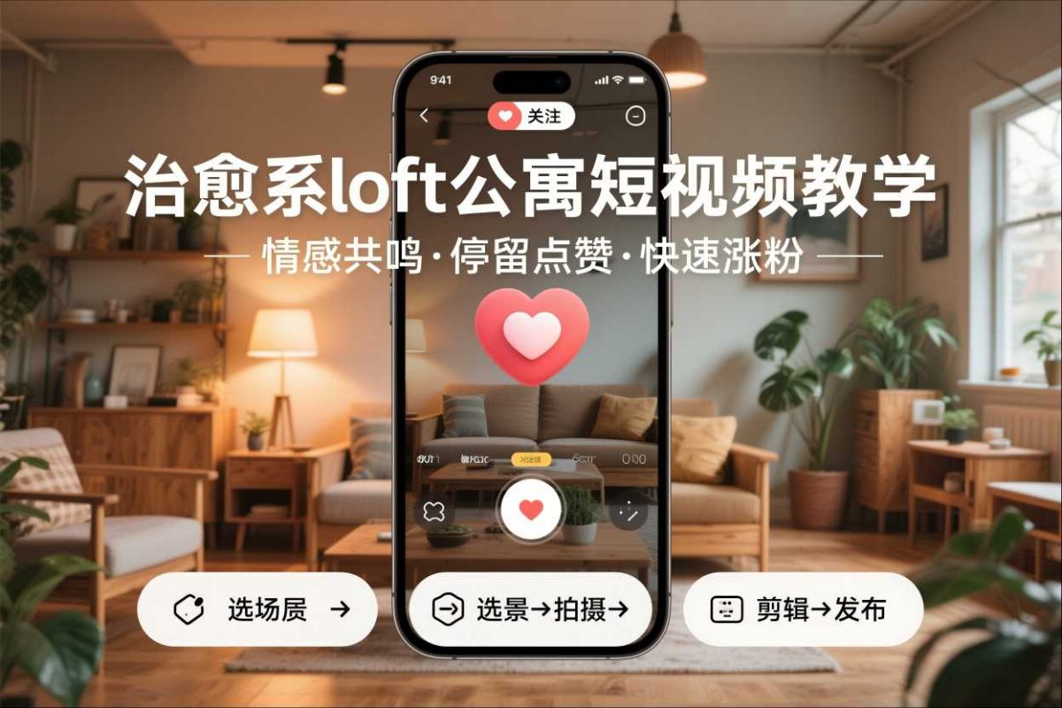 治愈系loft公寓短视频制作教学，情感共鸣引停留点赞关注，快速起号涨粉|云雀资源分享