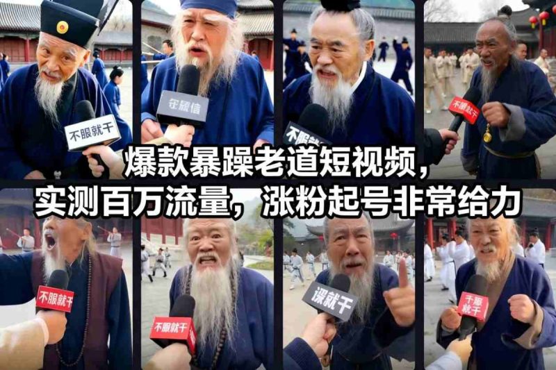 爆款暴躁老道短视频，实测百万流量，涨粉起号非常给力 用AI复刻暴躁老道语录视频，21条作品涨粉8.8W，保姆级Sora2制作教学|云雀资源分享