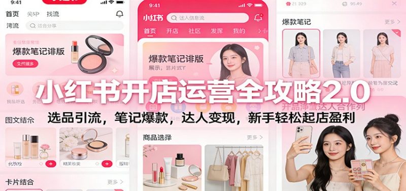小红书开店运营全攻略2.0:选品引流,笔记爆款,达人变现,新手轻松起店盈利|云雀资源分享