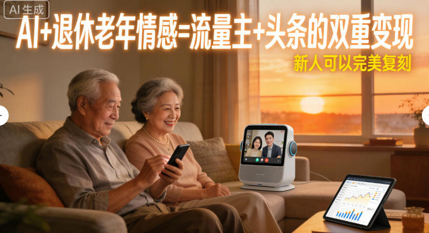 AI+退休老年情感=流量主+头条的双重变现，新人可以完美复刻|云雀资源分享