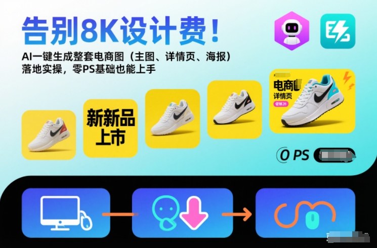 告别8K设计费！AI一键生成整套电商图（主图、详情页、海报）落地实操，零PS基础也能上手|云雀资源分享