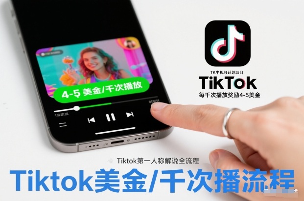 TK中视频计划项目，Tiktok第一人称解说流程，每干次播放奖励4-5美金|云雀资源分享