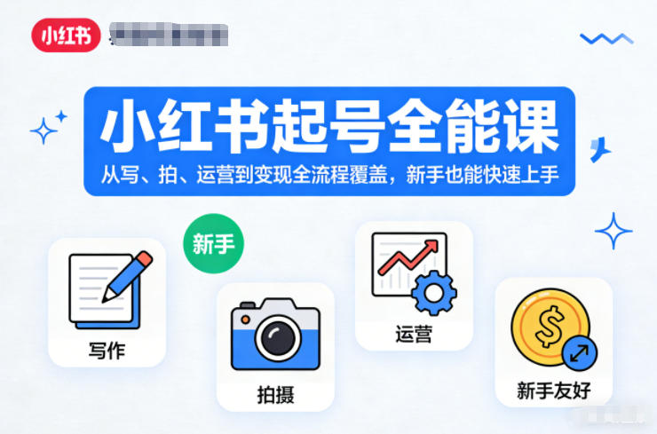 小红书起号全能课，从写、拍、运营到变现全流程覆盖，新手也能快速上手|云雀资源分享