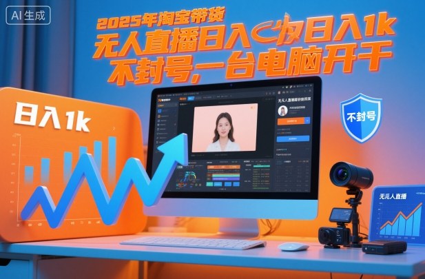 2025年淘宝带货，无人直播日入1k，不封号，一台电脑开干|云雀资源分享