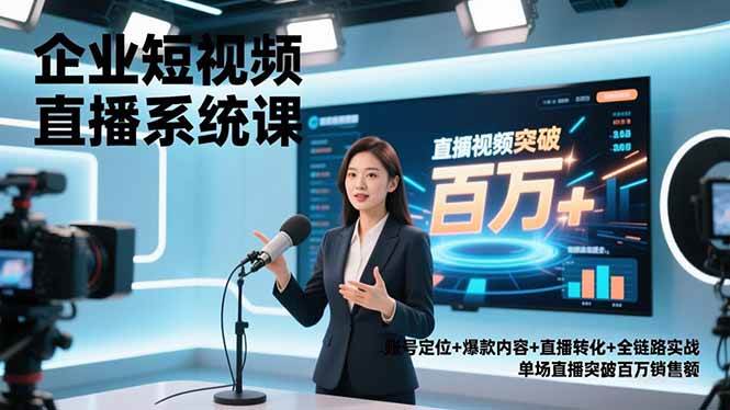 企业短视频直播系统课，账号定位+爆款内容+直播转化+全链路实战，单场直播突破百万销售额|云雀资源分享