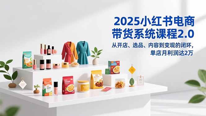 2025小红书电商带货系统课程2.0，从开店、选品、内容到变现的闭环，单店月利润达2万|云雀资源分享