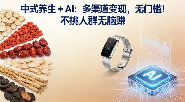 中式养生+AI：多渠道变现，无门槛，不挑人群无脑賺|云雀资源分享