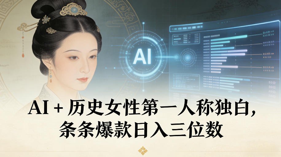 AI+历史女性第一人称独白，条条爆款日入三位数|云雀资源分享