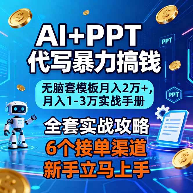 图片[1]-AI+PPT代写暴力搞钱：无脑套模板月入2万+，月入1-3万实战手册