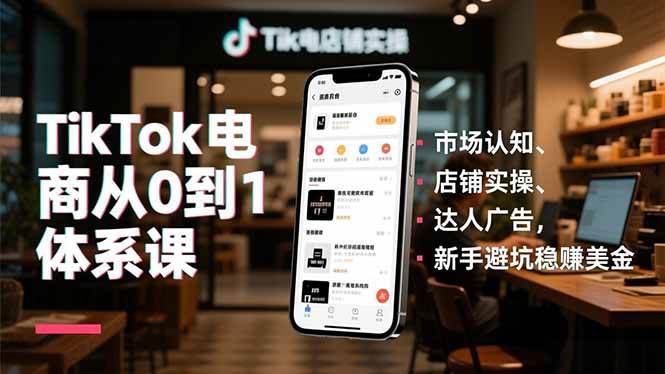 图片[1]-TikTok电商从0到1体系课，市场认知、店铺实操、达人广告，新手避坑稳赚美金