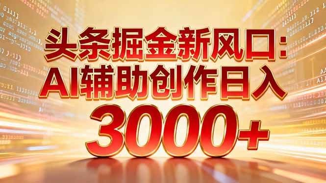 图片[1]-头条掘金新风口：AI辅助创作日入3000+，矩阵玩法当天启动隔天见效