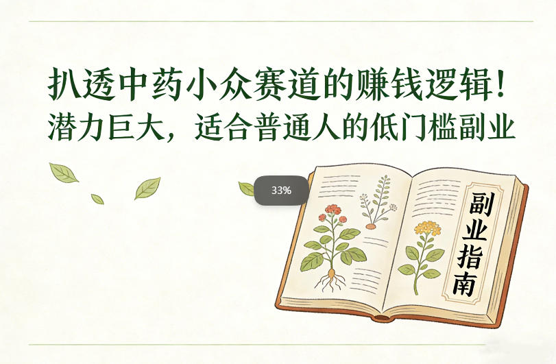 扒透中药小众赛道的賺米逻辑，潜力巨大，适合普通人的低门槛副业|云雀资源分享