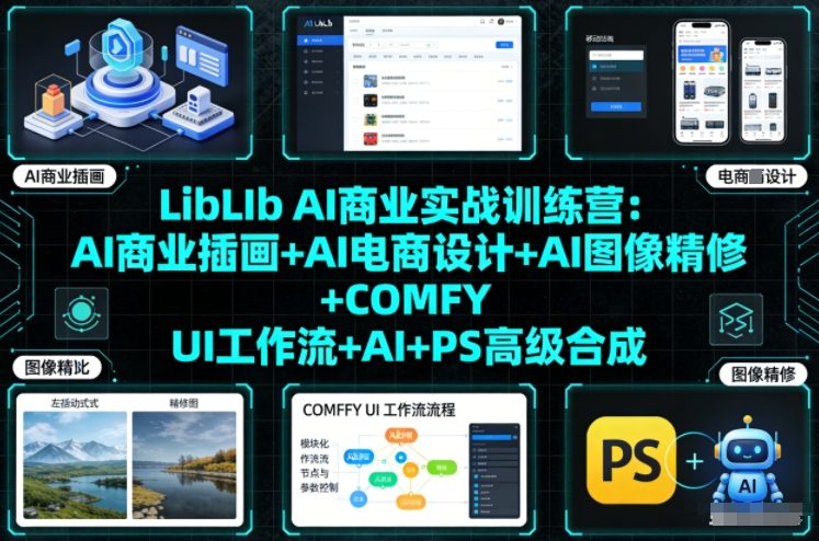 LibLIb AI商业实战训练营：AI商业插画+AI电商设计+AI图像精修+COMFY UI工作流+AI+PS高级合成|云雀资源分享