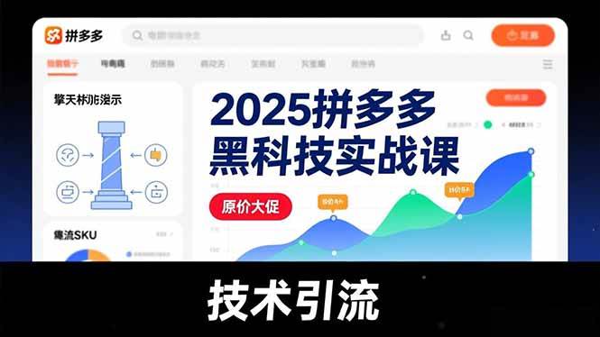 2025拼多多黑科技实战课，擎天柱玩法、爆流SKU、原价大促，技术引流，单店日销轻松破千单|云雀资源分享