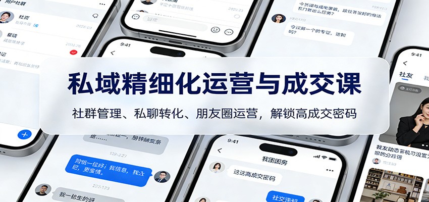 私域精细化运营与成交课：社群管理、私聊转化、朋友圈运营，解锁高成交密码|云雀资源分享