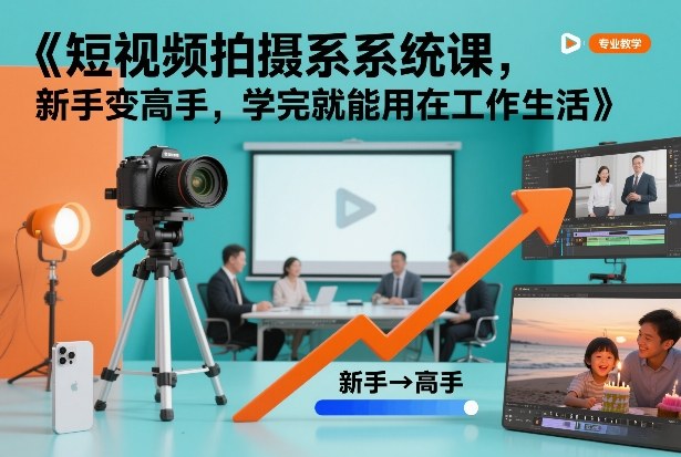 短视频拍摄系统课，新手变高手，学完就能用在工作生活|云雀资源分享