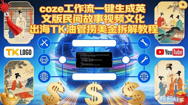 Coze扣子工作流一键生成英文版民间故事视频，文化出海TK油管捞美金拆解教程|云雀资源分享
