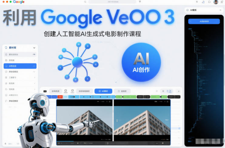 利l用Google Veo 3创建人工智能AI生成式电影制作课程，使用人工智能的力量创建令人惊叹的视频|云雀资源分享