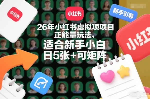 26年小红书虚拟项目正能量玩法，适合新手小白，日5张+可矩阵，附详细操作流程|云雀资源分享