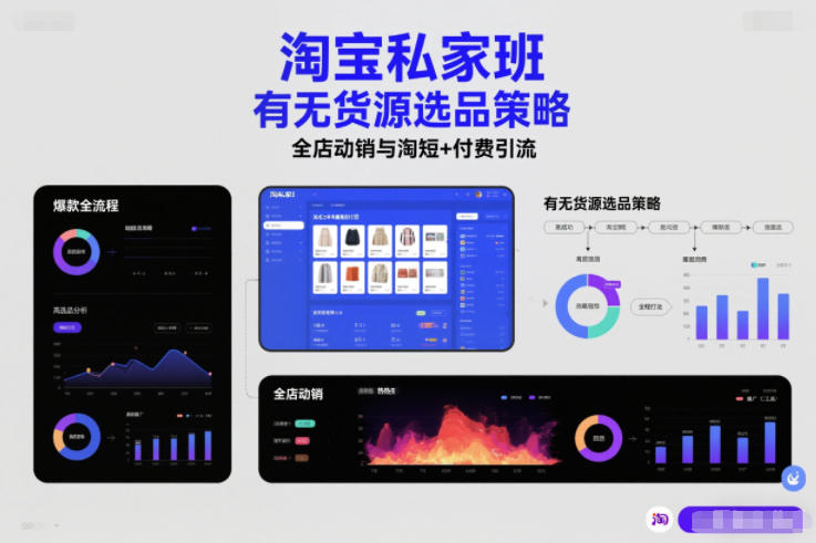 淘宝私家班，有无货源选品策略，高成功率爆款全流程打法，全店动销与淘短+付费引流（更新2026）|云雀资源分享