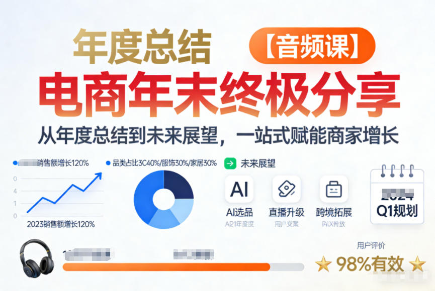 电商年未终极分享，从年度总结到未来展望，一站式赋能商家增长【音频课】|云雀资源分享