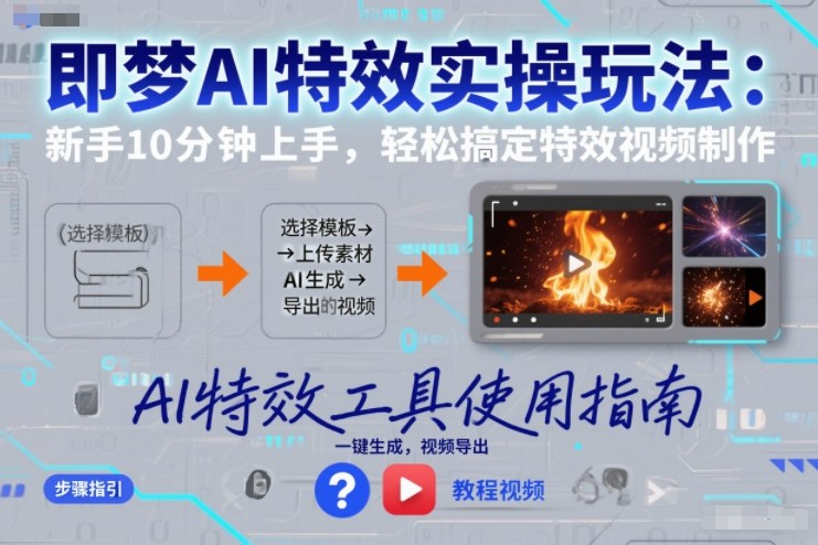 即梦AI特效实操玩法：新手10分钟上手，轻松搞定特效视频制作|云雀资源分享