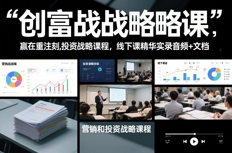 创富战略课，赢在重注时刻，营销和投资战略课程，线下课精华实录音频+文档|云雀资源分享